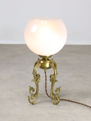 Mid-Century Italian Brass and Glass Table Lamp-HGJ-1785521