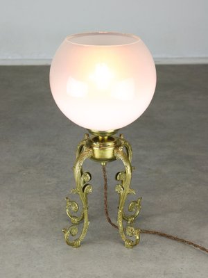 Mid-Century Italian Brass and Glass Table Lamp-HGJ-1785521