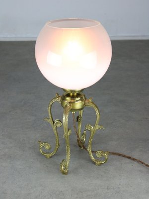 Mid-Century Italian Brass and Glass Table Lamp-HGJ-1785521