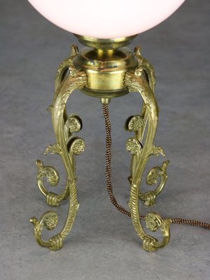 Mid-Century Italian Brass and Glass Table Lamp-HGJ-1785521