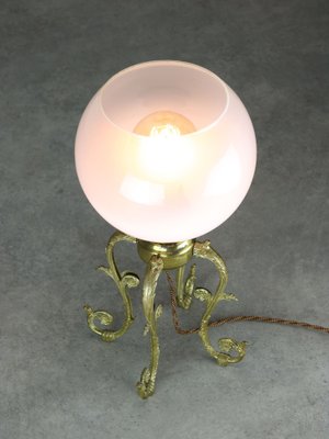 Mid-Century Italian Brass and Glass Table Lamp-HGJ-1785521