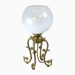 Mid-Century Italian Brass and Glass Table Lamp-HGJ-1785521