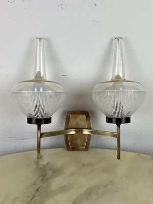 Mid-Century Italian Brass and Glass Wall Light, 1960s-YST-1818614