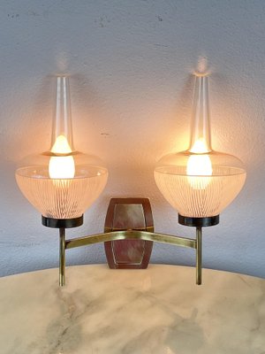 Mid-Century Italian Brass and Glass Wall Light, 1960s-YST-1818614