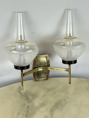 Mid-Century Italian Brass and Glass Wall Light, 1960s-YST-1818614