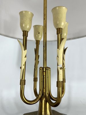 Mid-Century Italian Brass and Marble Table Lamp, 1950s-OT-1313236