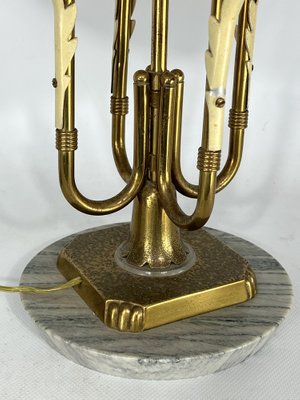 Mid-Century Italian Brass and Marble Table Lamp, 1950s-OT-1313236