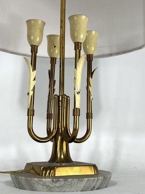 Mid-Century Italian Brass and Marble Table Lamp, 1950s-OT-1313236