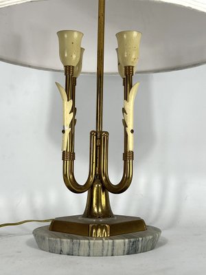 Mid-Century Italian Brass and Marble Table Lamp, 1950s-OT-1313236