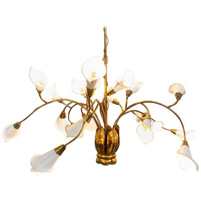 Mid-Century Italian Brass and Metal Ceiling Lamp by Angelo Lelii, 1950s-GDD-1096895