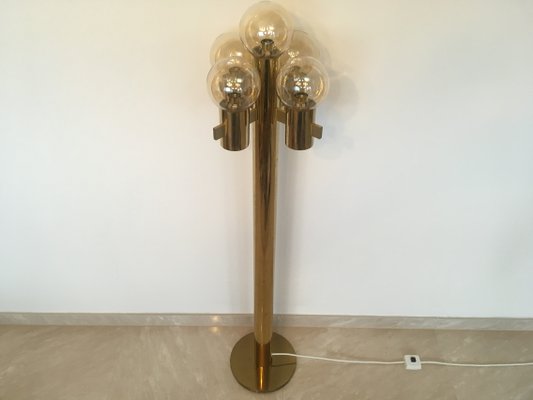 Mid-Century Italian Brass and Murano Glass Floor Lamp by Gaetano Sciolari, 1970s-TZ-557389