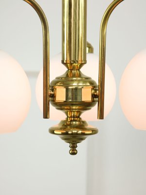 Mid-Century Italian Brass and Opaline Chandelier-HGJ-1784438