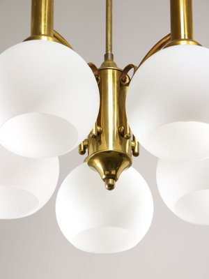 Mid-Century Italian Brass and Opaline Chandelier-HGJ-1778121