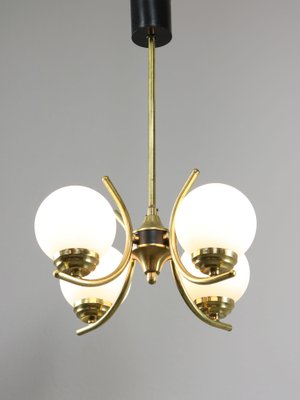 Mid-Century Italian Brass and Opaline Chandelier-HGJ-1723083