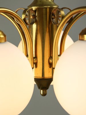 Mid-Century Italian Brass and Opaline Chandelier-HGJ-1778121