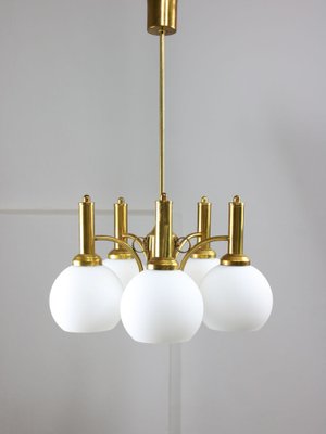 Mid-Century Italian Brass and Opaline Chandelier-HGJ-1778121