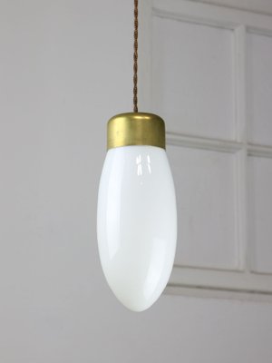 Mid-Century Italian Brass and Opaline Glass Pendant Lamp-HGJ-1757149