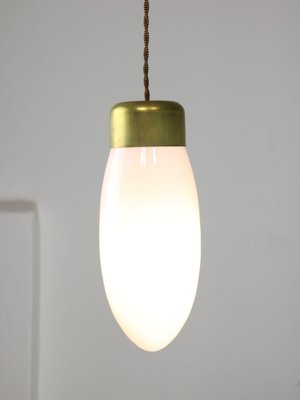 Mid-Century Italian Brass and Opaline Glass Pendant Lamp-HGJ-1757149