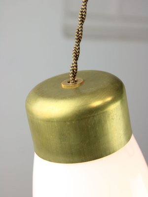 Mid-Century Italian Brass and Opaline Glass Pendant Lamp-HGJ-1757149