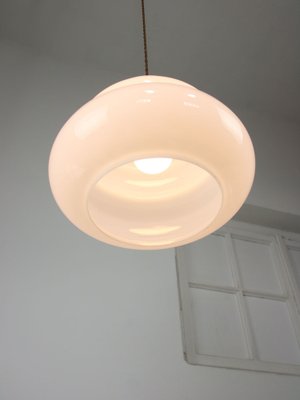 Mid-Century Italian Brass and Opaline Pendant Lamp, 1950s-HGJ-1757211