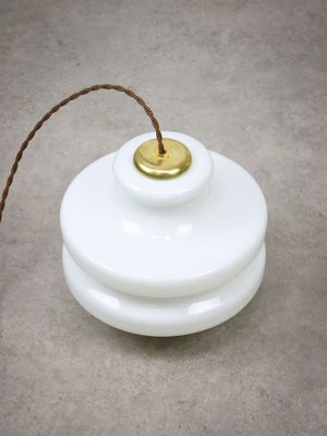 Mid-Century Italian Brass and Opaline Pendant Lamp, 1950s-HGJ-1761600