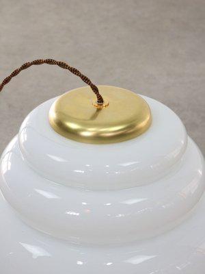 Mid-Century Italian Brass and Opaline Pendant Lamp, 1950s-HGJ-1757211