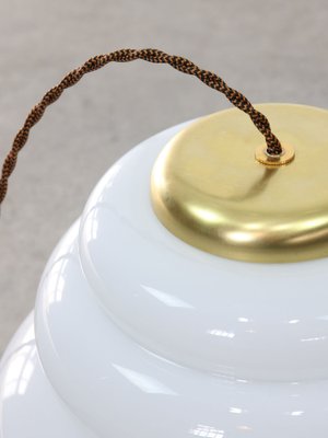 Mid-Century Italian Brass and Opaline Pendant Lamp, 1950s-HGJ-1757211