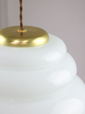 Mid-Century Italian Brass and Opaline Pendant Lamp, 1950s-HGJ-1757211