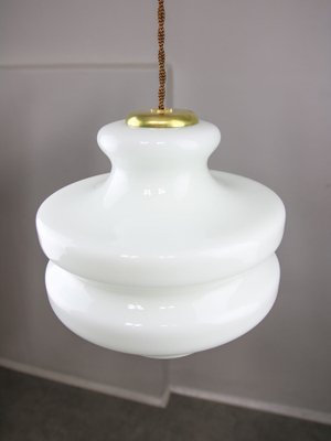 Mid-Century Italian Brass and Opaline Pendant Lamp, 1950s-HGJ-1761600