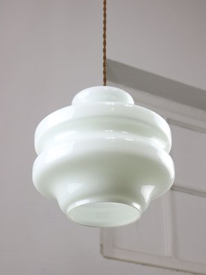 Mid-Century Italian Brass and Opaline Pendant Lamp, 1950s-HGJ-1761600