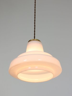 Mid-Century Italian Brass and Opaline Pendant Lamp-HGJ-1251419