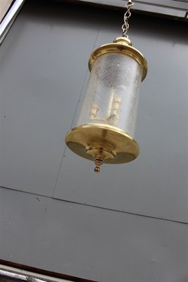 Mid-Century Italian Brass and Satin Glass Cylinder Lantern from Lumi, 1950s-EH-664121