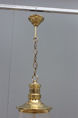 Mid-Century Italian Brass and Satin Glass Cylinder Lantern from Lumi, 1950s-EH-664121