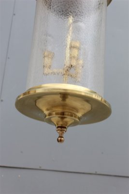 Mid-Century Italian Brass and Satin Glass Cylinder Lantern from Lumi, 1950s-EH-664121