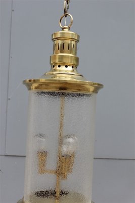 Mid-Century Italian Brass and Satin Glass Cylinder Lantern from Lumi, 1950s-EH-664121