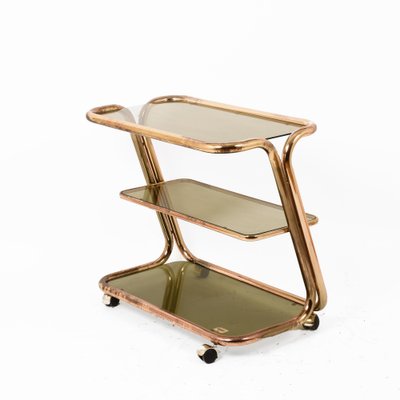 Mid-Century Italian Brass and Smoked Glass Bar Cart from Morex, 1970s-JDR-1126055