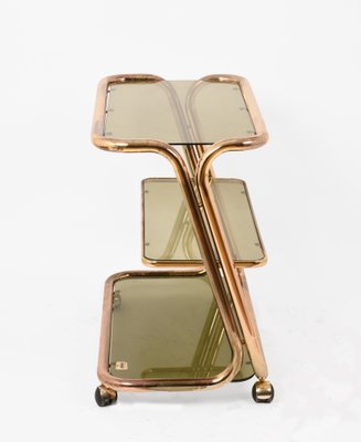 Mid-Century Italian Brass and Smoked Glass Bar Cart from Morex, 1970s-JDR-1126055