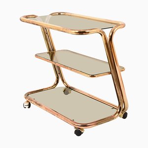 Mid-Century Italian Brass and Smoked Glass Bar Cart from Morex, 1970s-JDR-1126055