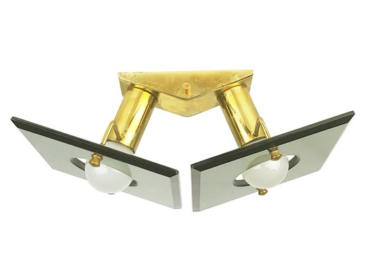 Mid-Century Italian Brass and Smoked Glass Sconce from Cristal Art-RD-1758709