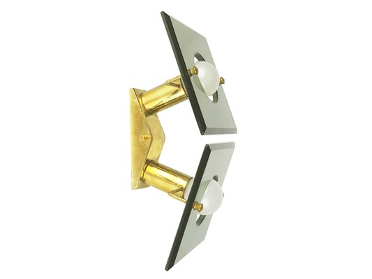 Mid-Century Italian Brass and Smoked Glass Sconce from Cristal Art-RD-1758709