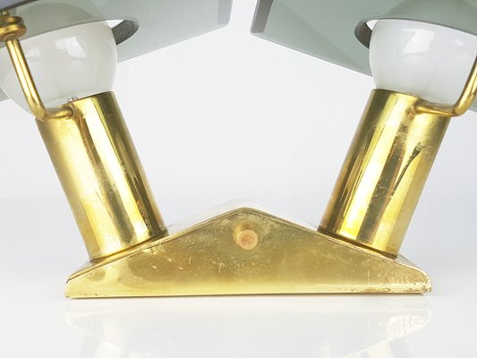 Mid-Century Italian Brass and Smoked Glass Sconce from Cristal Art-RD-1758709