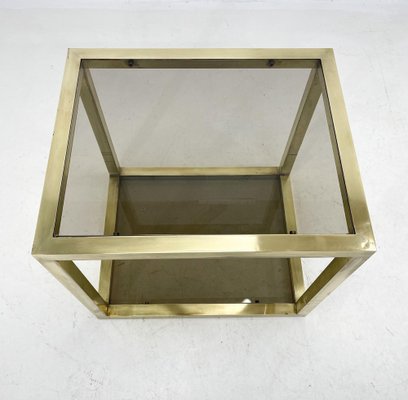 Mid-Century Italian Brass and Smoked Glass Table, 1970s-TZ-1418956