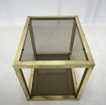 Mid-Century Italian Brass and Smoked Glass Table, 1970s-TZ-1418956