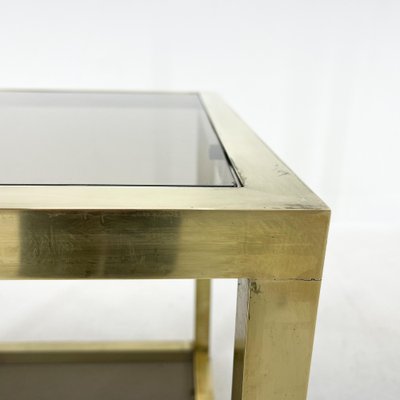 Mid-Century Italian Brass and Smoked Glass Table, 1970s-TZ-1418956