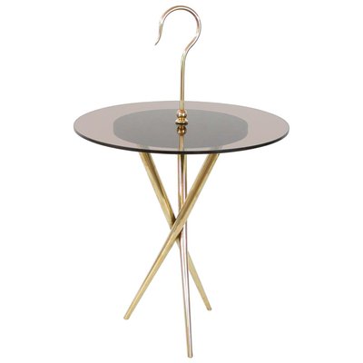 Mid-Century Italian Brass and Tinted Glass Occasional Table, 1950s-OE-897931