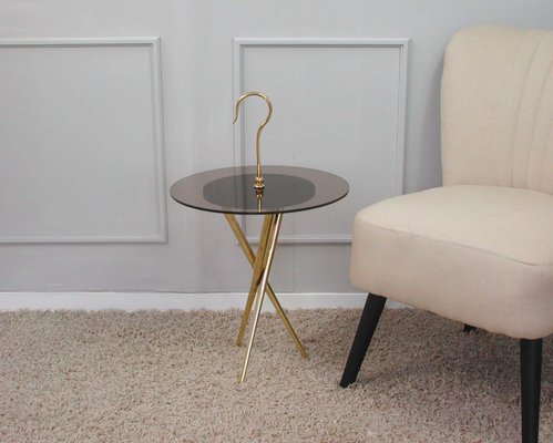 Mid-Century Italian Brass and Tinted Glass Occasional Table, 1950s-OE-897931