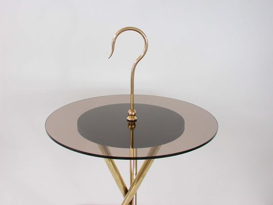 Mid-Century Italian Brass and Tinted Glass Occasional Table, 1950s-OE-897931