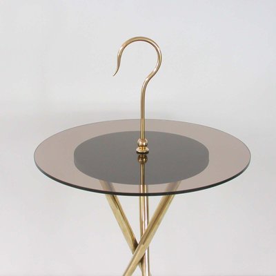 Mid-Century Italian Brass and Tinted Glass Occasional Table, 1950s-OE-897931