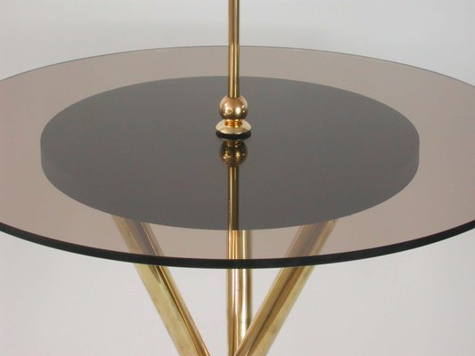 Mid-Century Italian Brass and Tinted Glass Occasional Table, 1950s-OE-897931