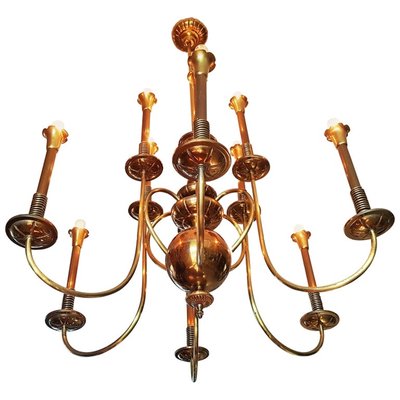 Mid-Century Italian Brass Chandelier, 1950s-POM-1309313